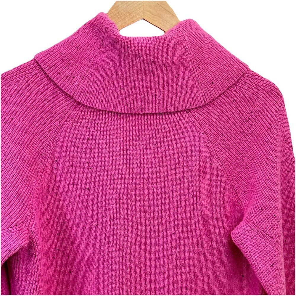 TALBOTS Cowl Knit Sweater Sz Large Pink Speckled Knit Cotton Blend Diamond Tweed - Picture 5 of 13